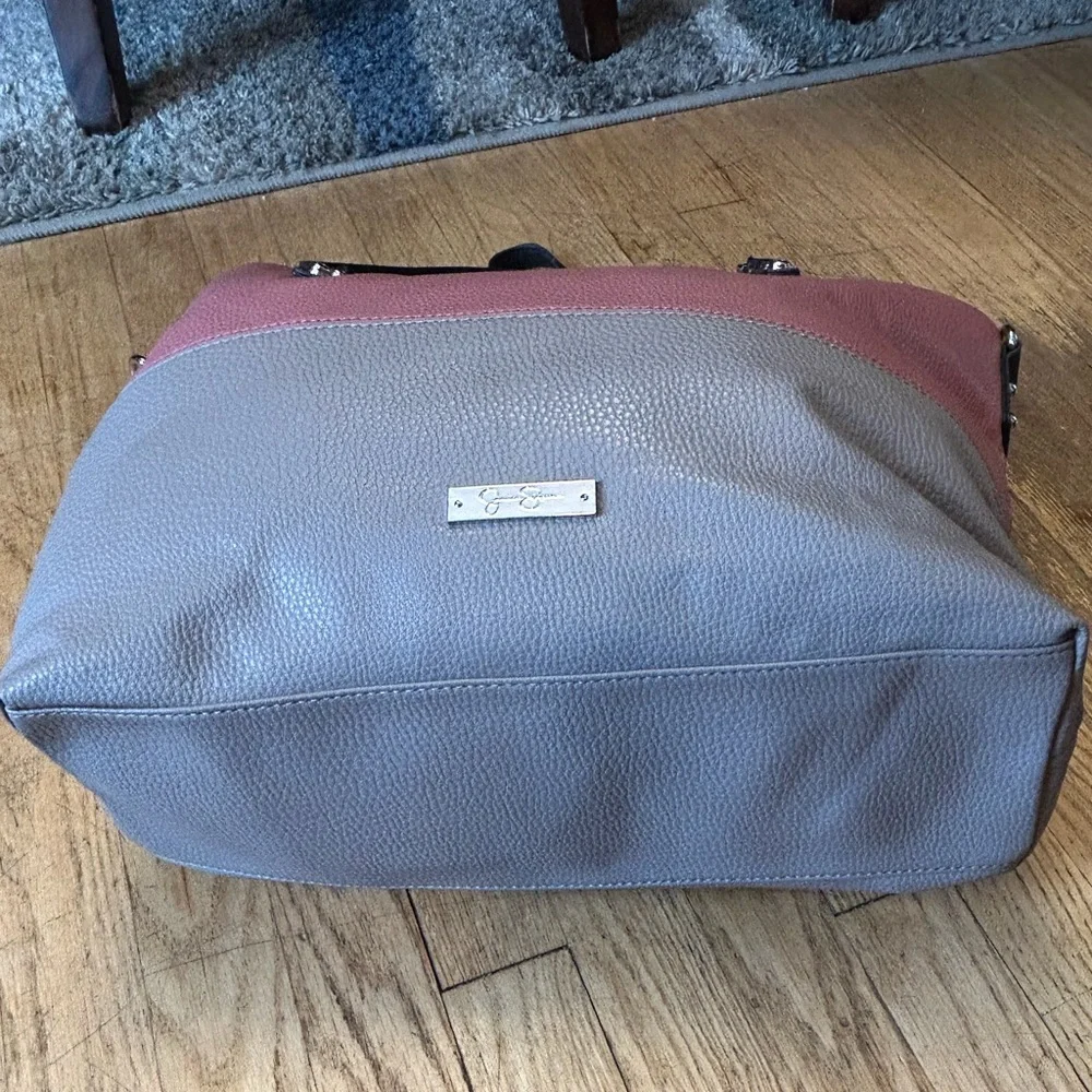 Jessica Simpson Elegant Colorblock Pink & Gray Women's Faux Leather Tote Bag EUC - Picture 4 of 15